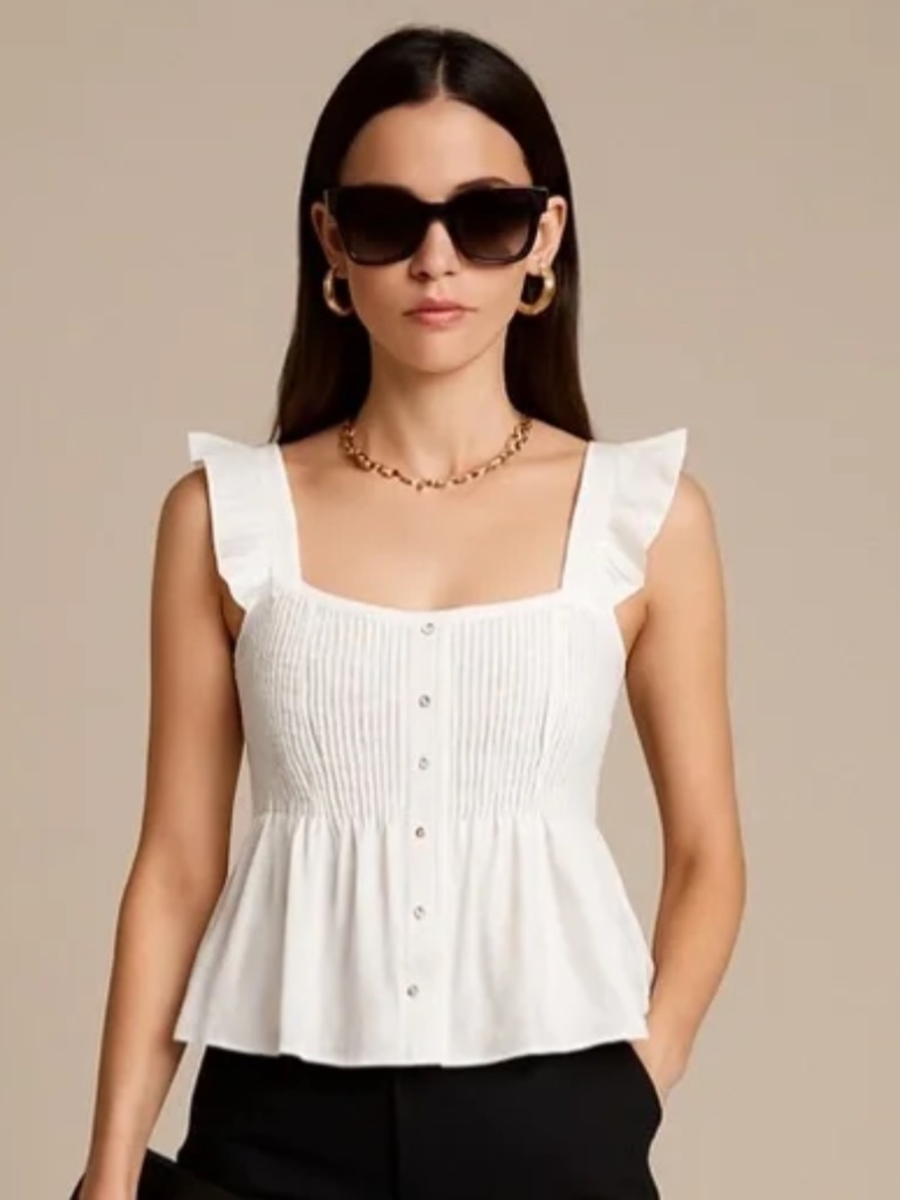 NWT J. Crew White Pintuck Peplum Blouse Cami - XS